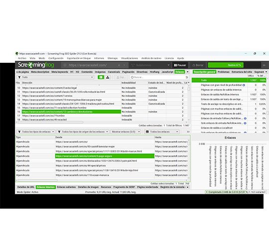 Estrategia de enlazado interno y breadcrumbs La web carecía de enlazado interno desde la home, entre categorías, y desde el footer. Se diseñó un plan de interlinking que redistribuyó la autoridad interna hacia las categorías principales, utilizando anchor text. Los breadcrumbs fueron corregidos y alineados con la nueva estructura SEO. Esta optimización no solo mejoró el rastreo de Google, sino también la navegación para el usuario.
